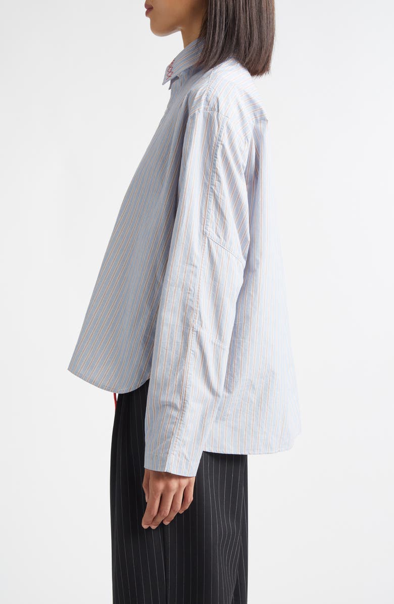 KÚR Circle Detail Stripe Organic Cotton Button-Up Shirt, Alternate, color,