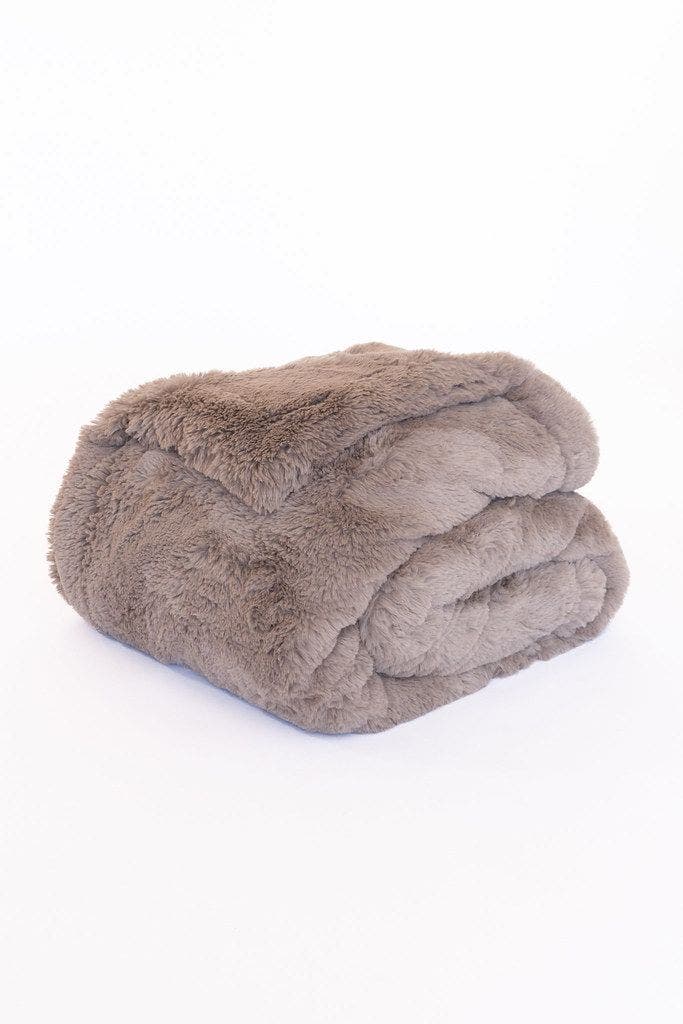Sea To Me Blankets Heavenly Hermosa Faux Fur Throw Blanket in Taupe 
