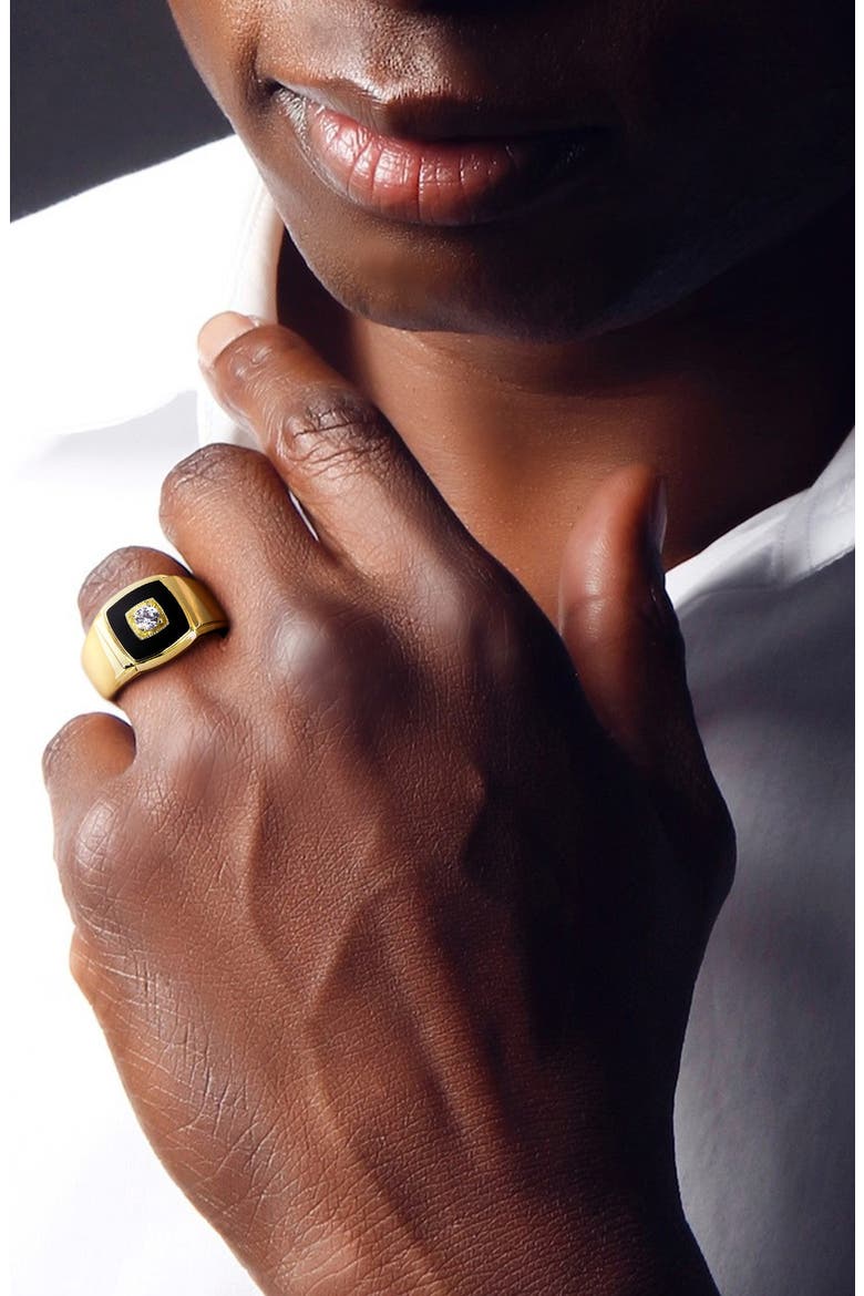 Men's Black Onyx & Created White Sapphire Ring, Alternate, color, MULTI