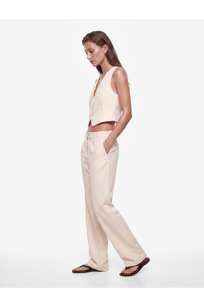 V-Neck Sleeveless Tailored Buttoned Vest, Alternate, color, cream
