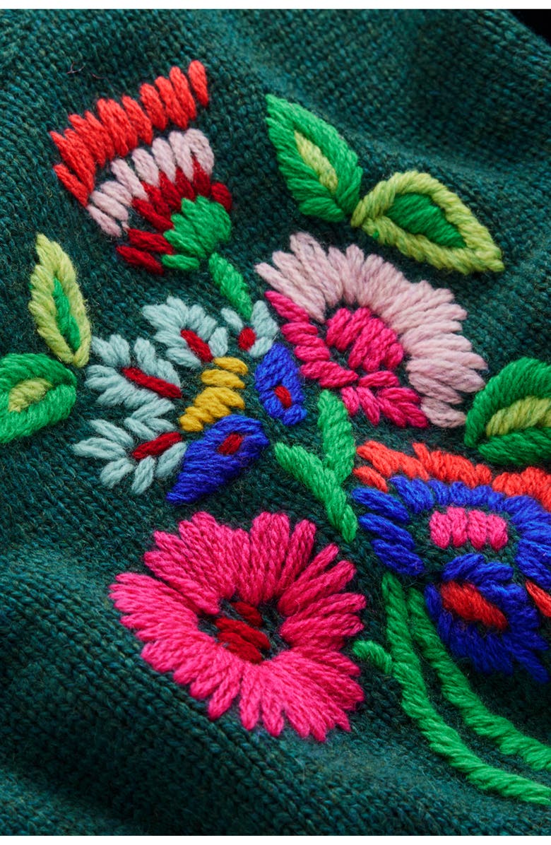 Boden Novelty Embroidered Sweater, Alternate, color, Emerald Night Bouquet