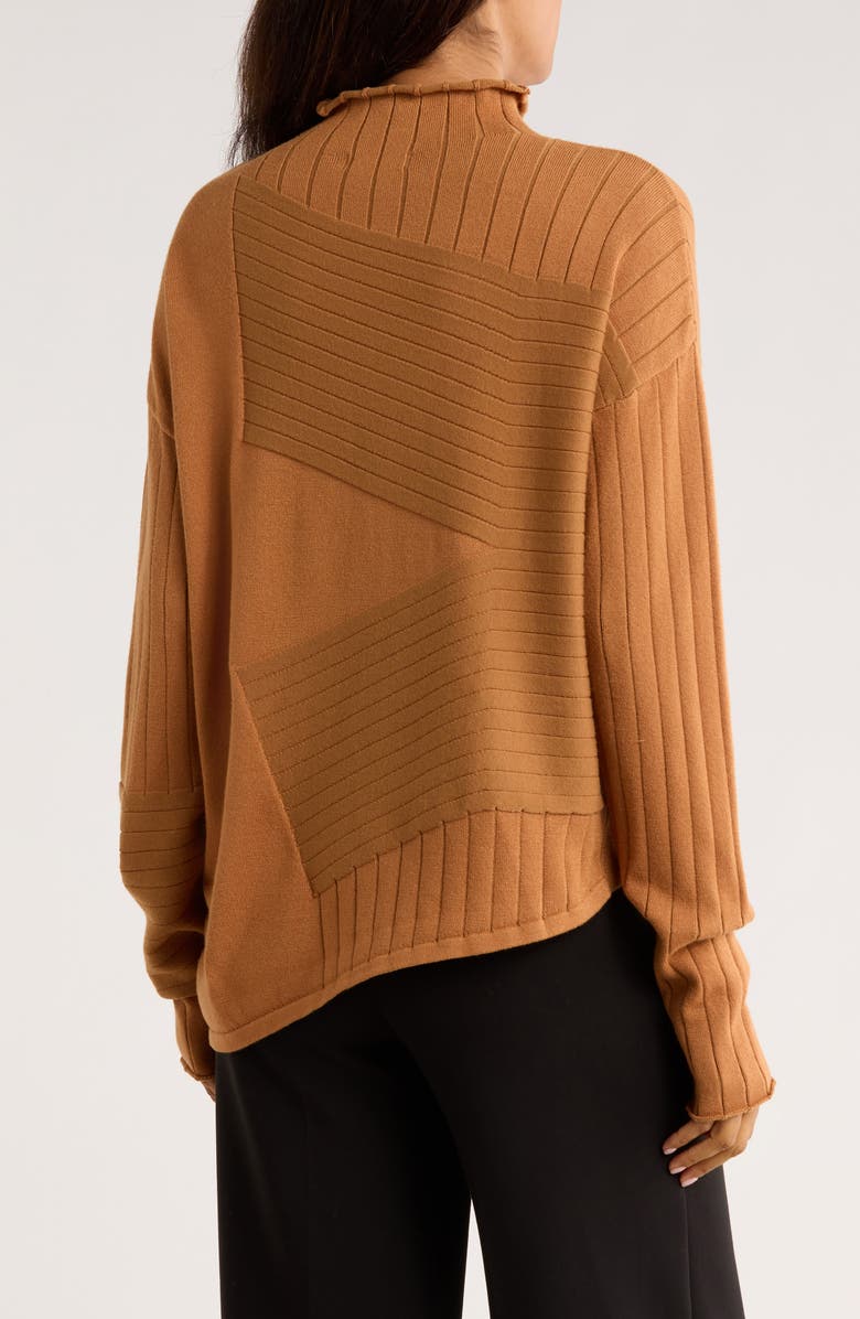 PATRIZIA LUCA Mock Neck Asymmetric Hem Sweater, Alternate, color, Rust