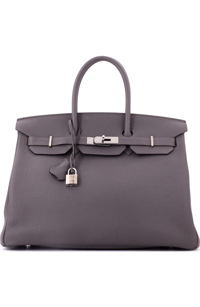 Pre-Owned Hermes Birkin Handbag Grey Togo with Palladium Hardware 35, Main, color, Etain