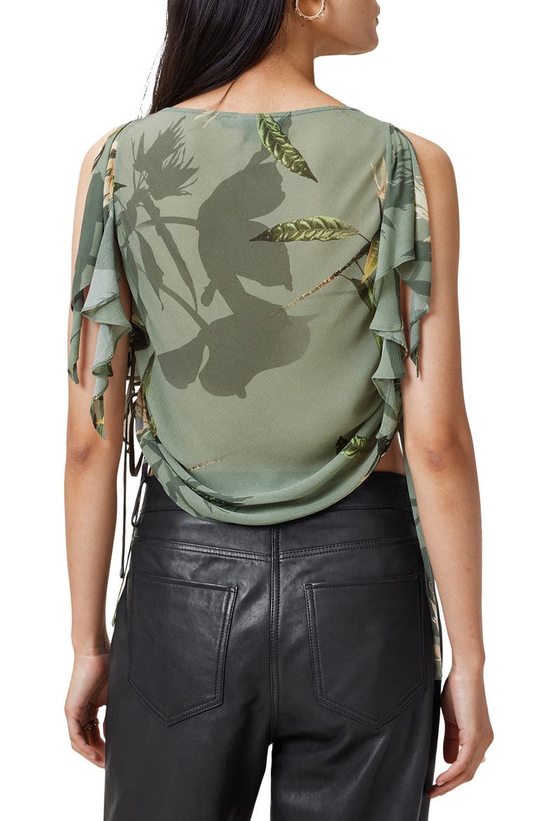 Bettie Botanical Print Sleeveless Ruched Top, Alternate, color, EMERGE OLIVE GREEN