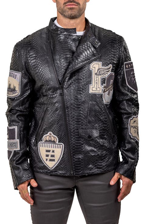 Marthyr Python Embossed Faux Leather Jacket
