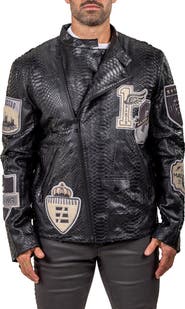 Maceoo Marthyr Python Embossed Faux Leather Jacket