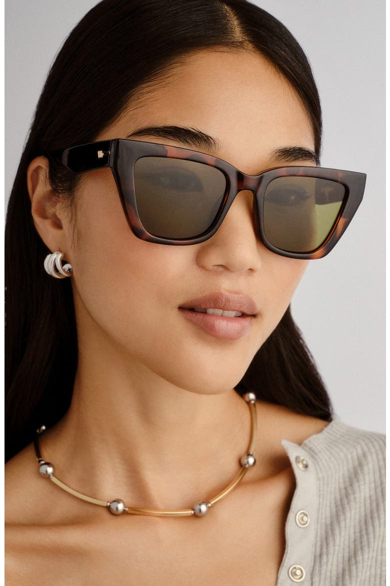Le Coeur 53mm Cat Eye Sunglasses, Alternate, color, DARK TORT / MOSS MONO