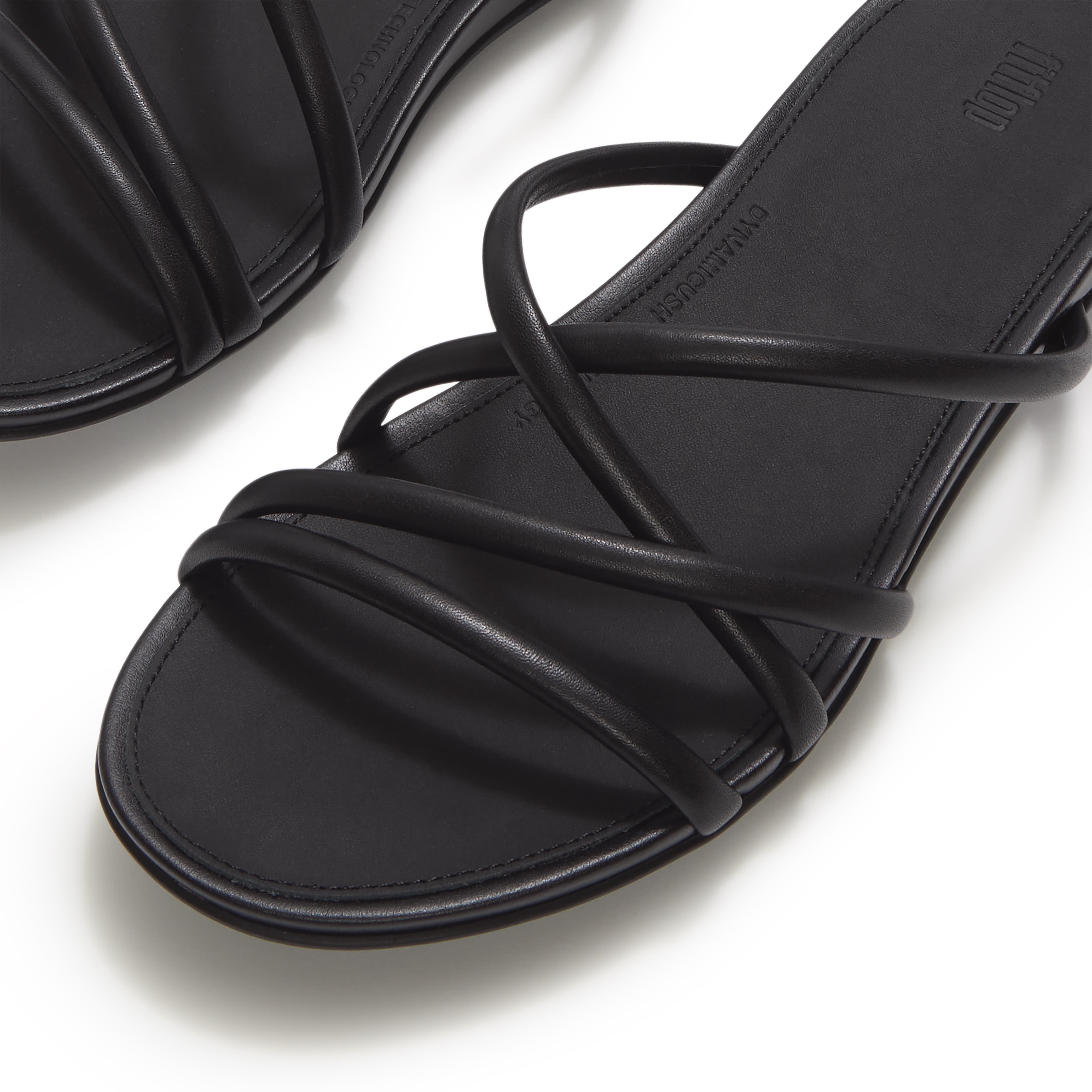 Gracie Leather Strappy Slides, Alternate, color, All Black