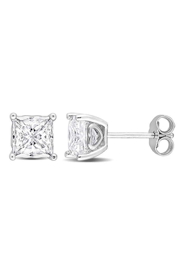 Square Created Moissanite Stud Earrings, Main, color, WHITE
