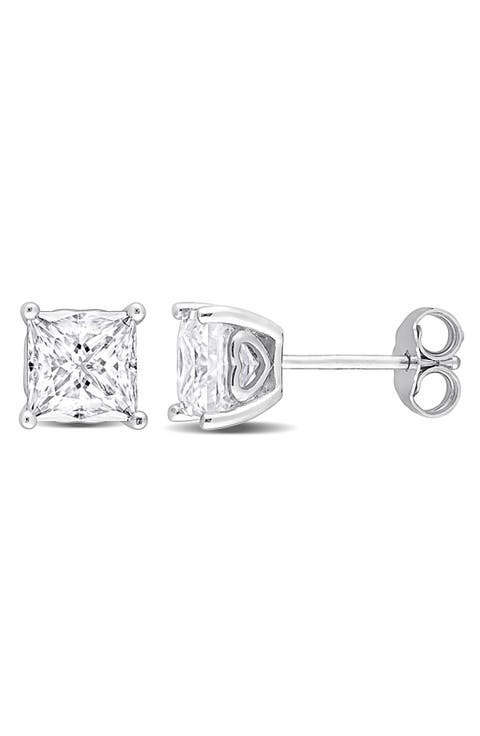Square Created Moissanite Stud Earrings