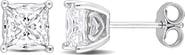 DELMAR Square Created Moissanite Stud Earrings