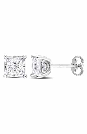 DELMAR Square Created Moissanite Stud Earrings