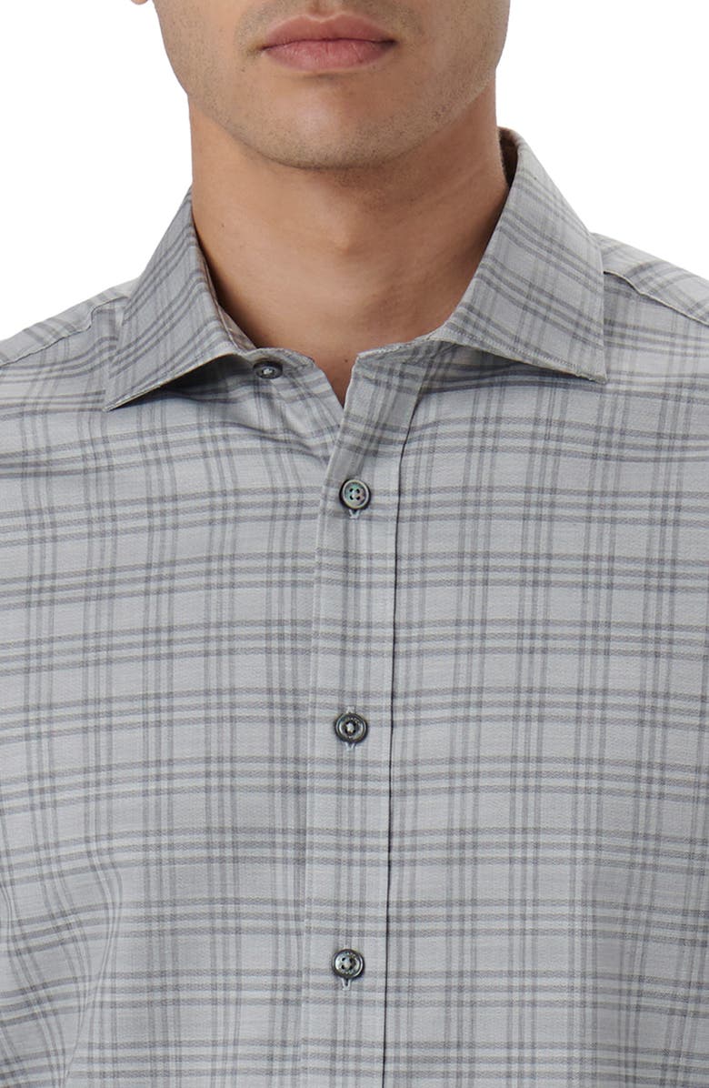Bugatchi Axel Shaped Fit Plaid Stretch Cotton Button-Up Shirt, Alternate, color, 
