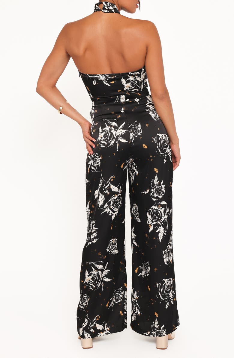 Petal & Pup Raelynn Floral Halter Jumpsuit, Alternate, color, Black Floral