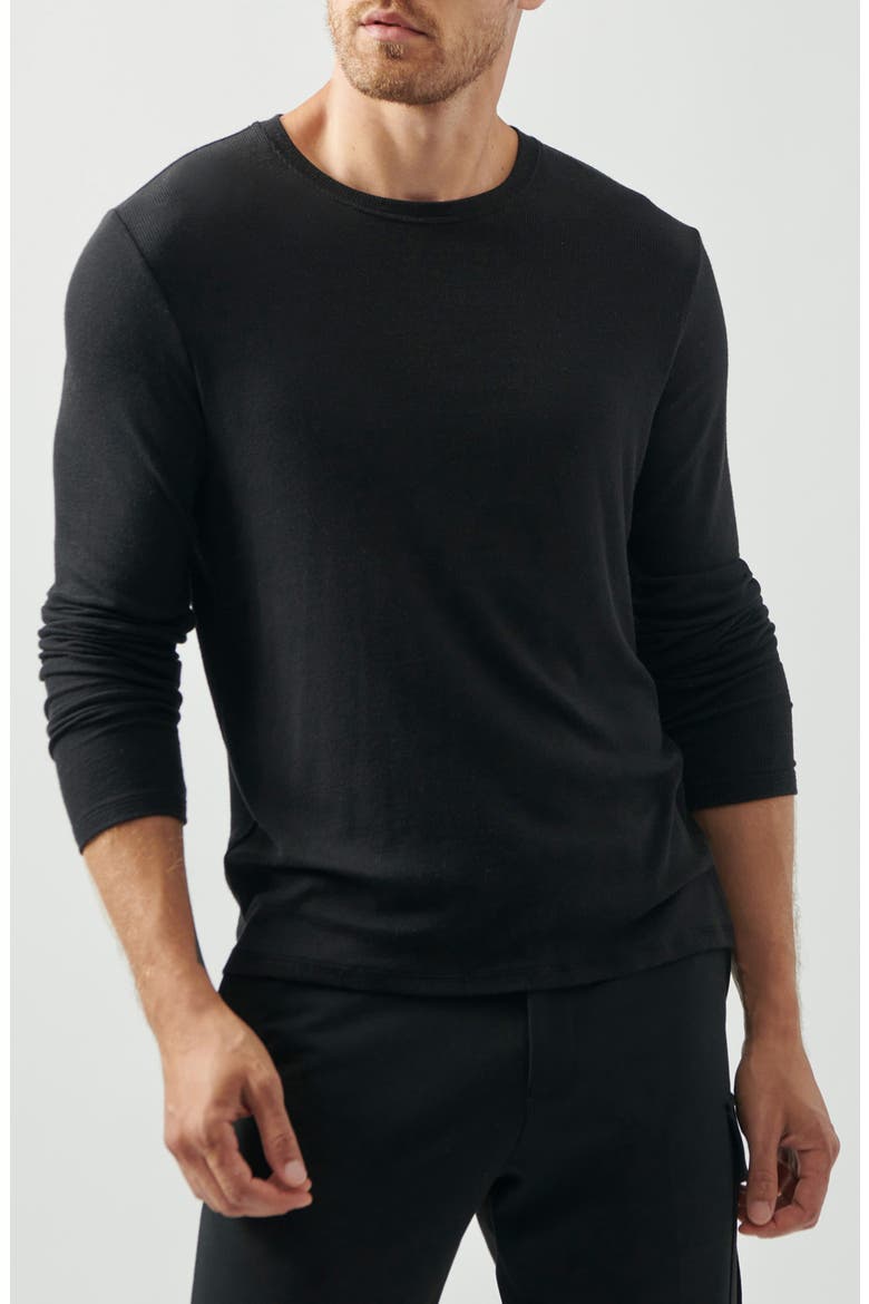 Oversize Rib Long Sleeve T-Shirt, Alternate, color, BLACK
