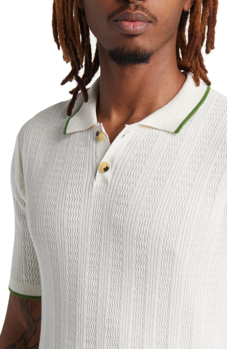 Topman Tipped Wavy Rib Polo Sweater, Alternate, color,