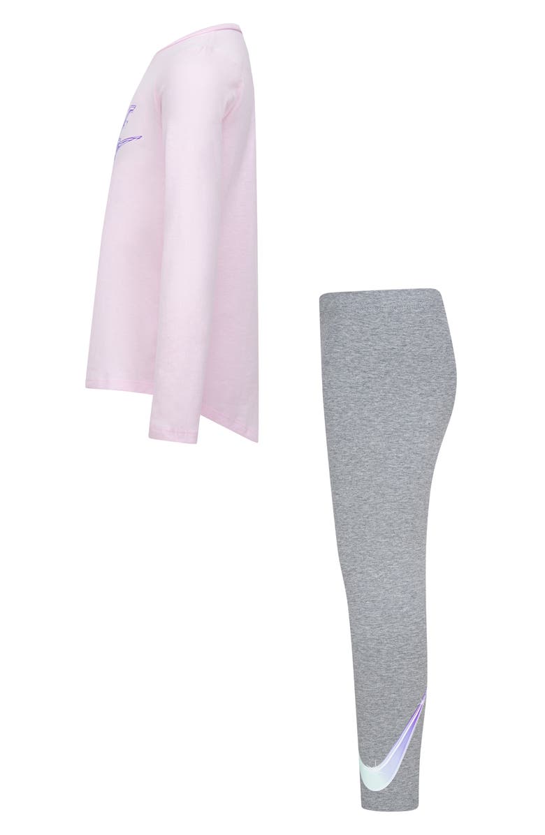 Nike Kids' Long Sleeve Top & Leggings Set, Alternate, color, 042Dk Grey