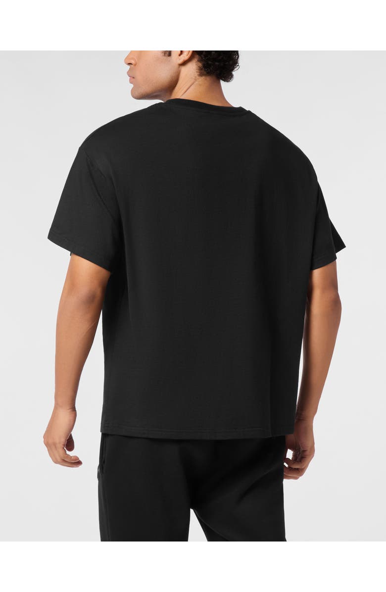 PLEIN SPORT Round Neck T-Shirt Scratch Scratch Men, Alternate, color, Black/Lightgold