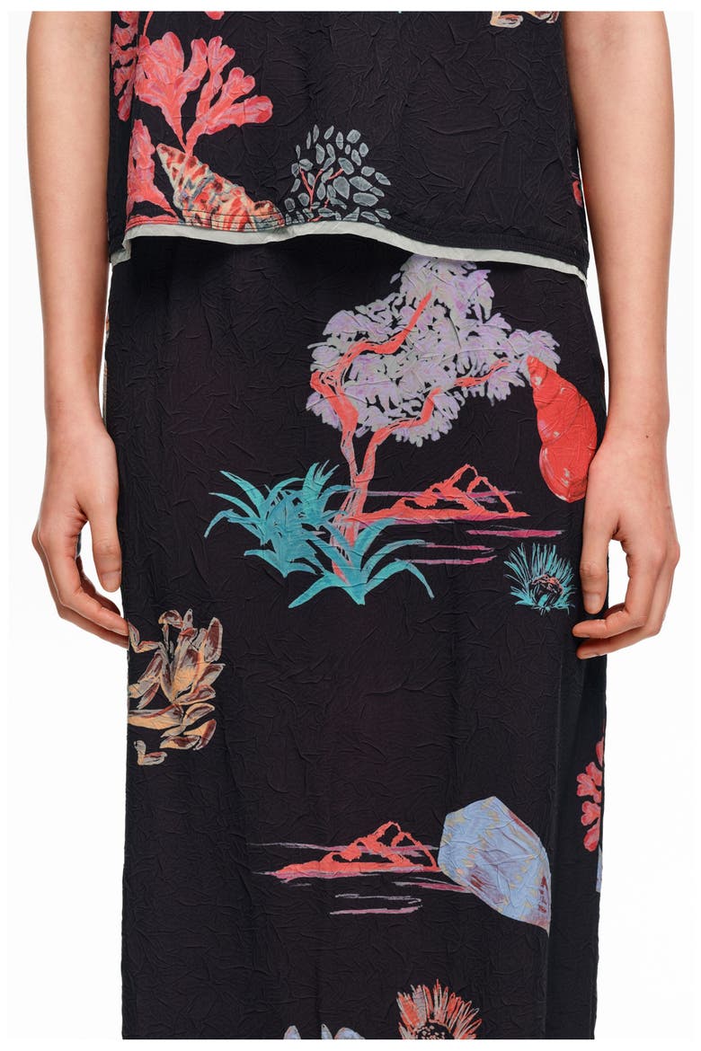 Wrinkled Midi Skirt, Alternate, color, TORTUGA BLACK