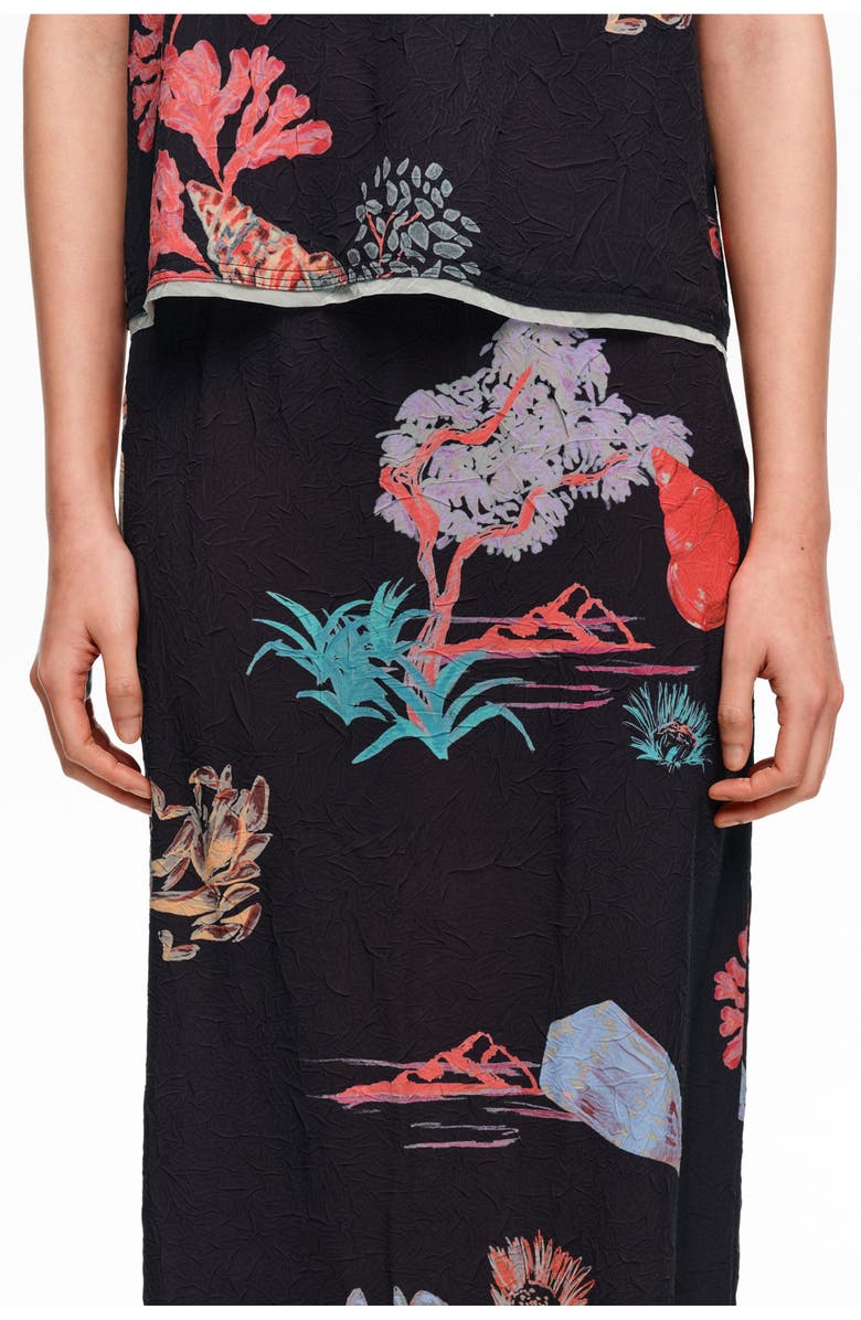 Bimba y Lola Wrinkled Midi Skirt, Alternate, color, Tortuga Black