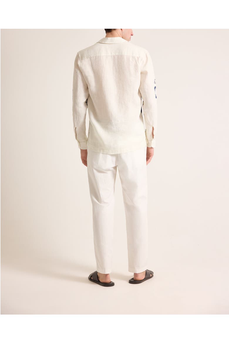 Ridley Linen Relaxed Fit Linen Mirabello Overhead Shirt, Alternate, color, White Sand/Night Iris