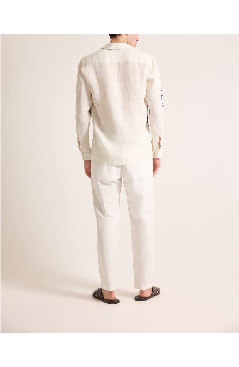Orlebar Brown Ridley Linen Relaxed Fit Linen Mirabello Overhead Shirt, Alternate, color, White Sand/Night Iris