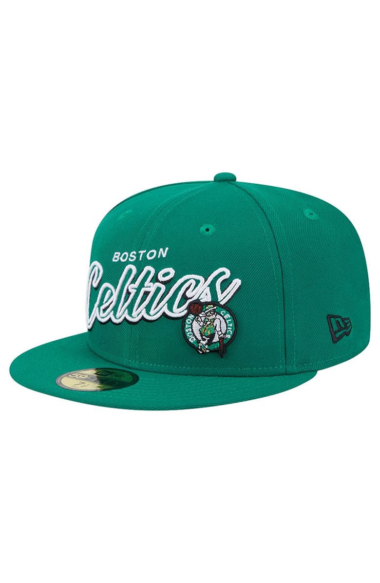 New Era Men's New Era Kelly Green Boston Celtics Sport Night Script Sided 59FIFTY Fitted Hat, Alternate, color, Kelly Green
