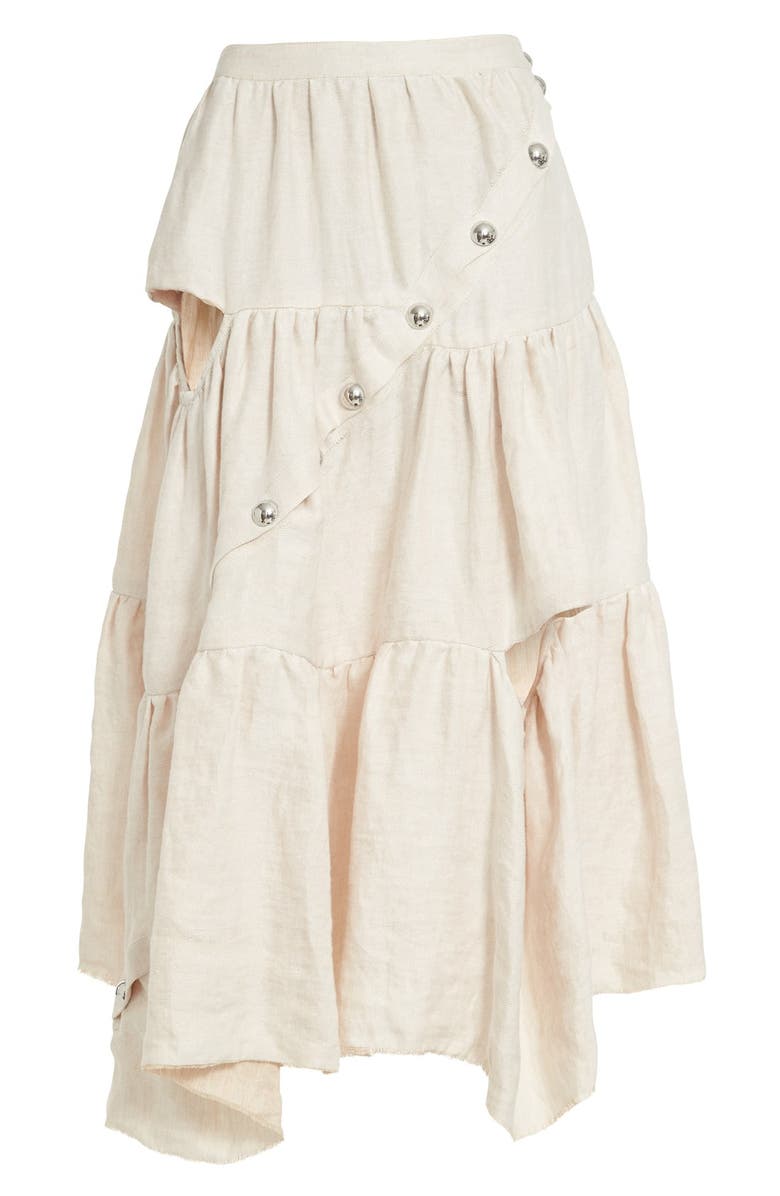 Marques’Almeida Marques'Almeida Diagonal Snap Tiered Linen Skirt, Alternate, color,