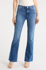 PAIGE Laurel Raw Hem High Waist Canyon Bootcut Jeans