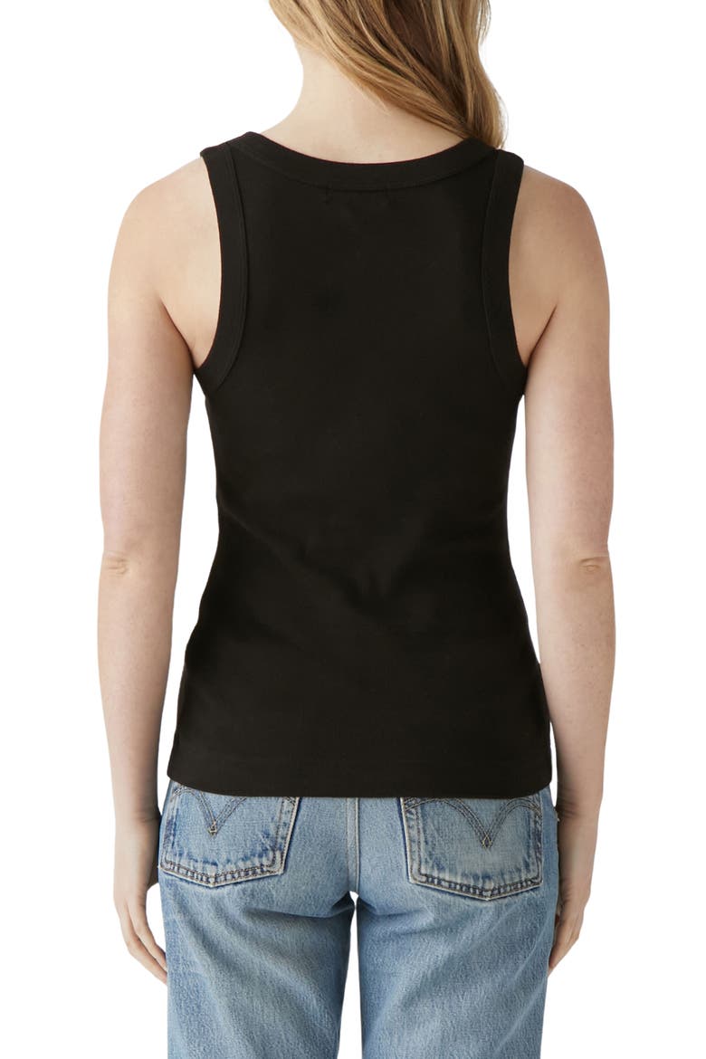 Maya Cotton V-Neck Tank, Alternate, color, BLACK