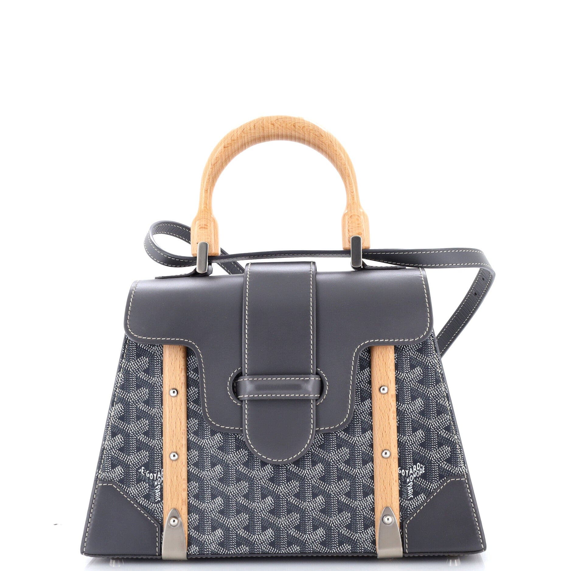 Saigon Top Handle Bag Coated Canvas with Leather PM, Main, color, Grey