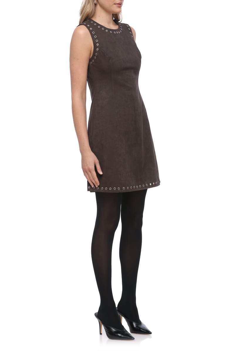 Bagatelle Grommet Sleeveless Faux Suede A-Line Dress, Alternate, color, Slate