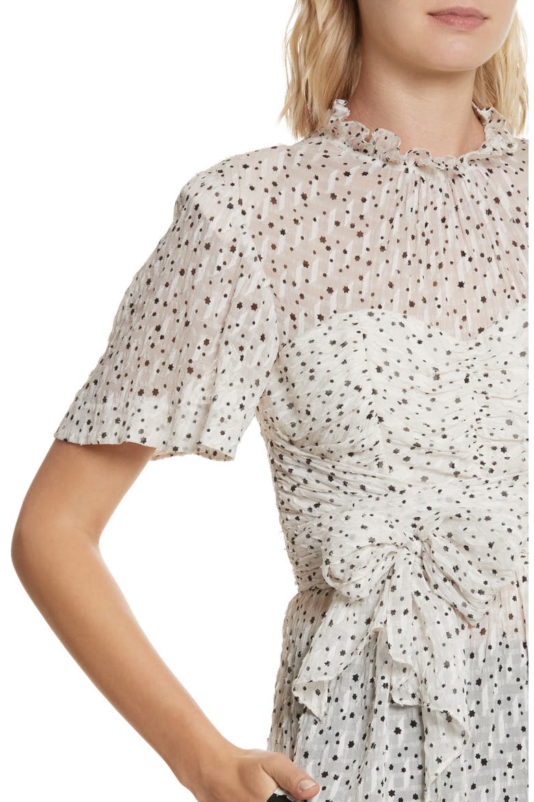 Star Tie Silk Blend Blouse, Alternate, color, SNOW COMBO