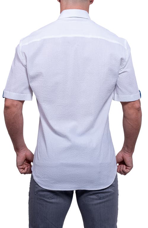 Maceoo Galileo Aristocrat Luxe Stretch Cotton Seersucker Short Sleeve Button-up Shirt