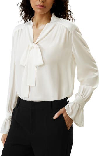 Lilysilk Silk V-neck Ribbon Blouse | Nordstrom
