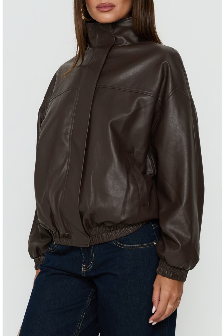 Dialtone Funnel Neck Faux Leather Jacket, Alternate, color, WASHED BROWN