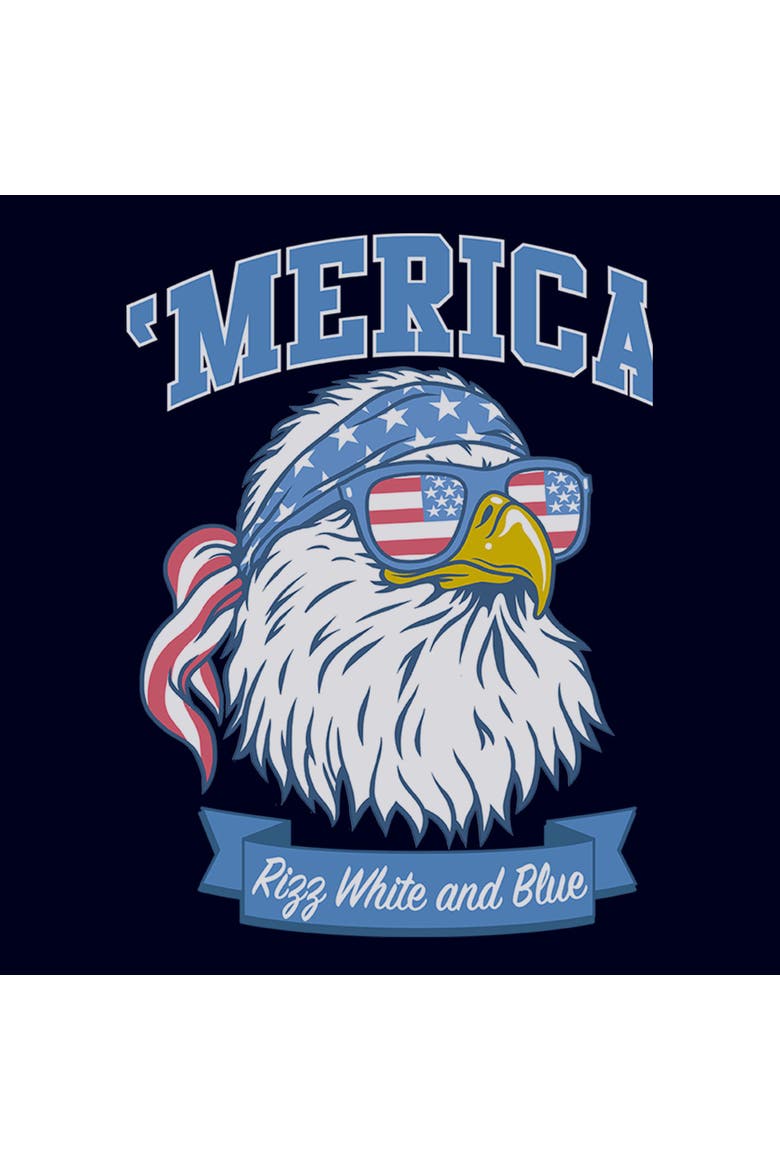Juniors Lost Gods America Cool Bald Eagle T Shirt, Alternate, color, Navy Blue