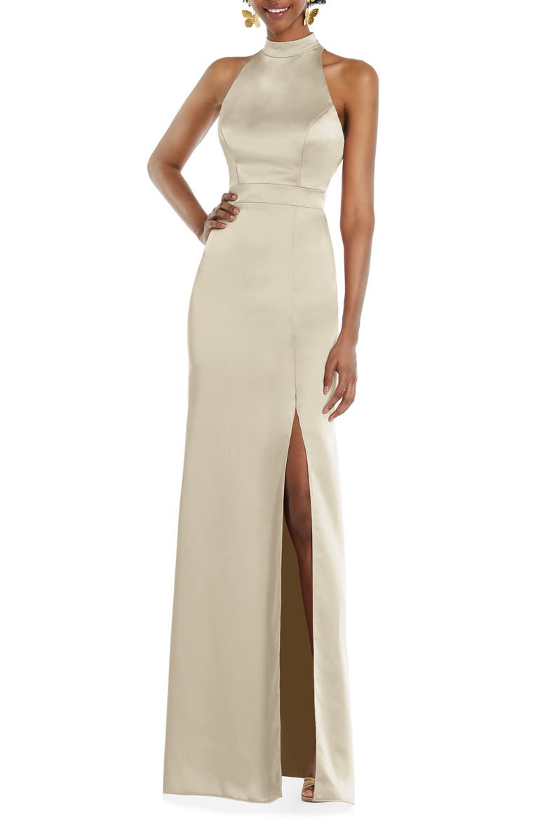 Open Back Charmeuse Gown, Main, color, CHAMPAGNE
