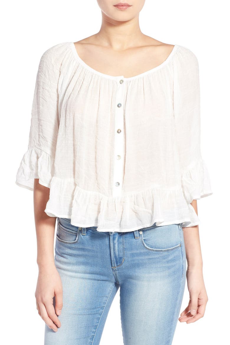 Off the Shoulder Ruffle Blouse, Main, color, WHITE
