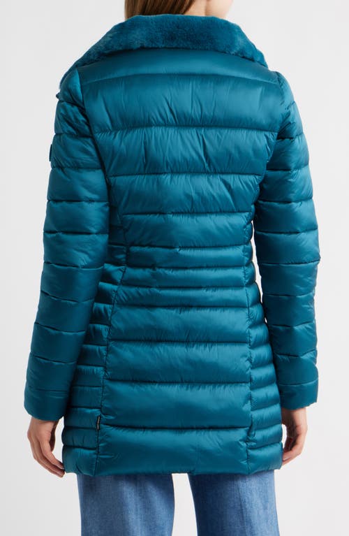 Save The Duck Caroline Water Repellent Satin Puffer Jacket In Blue
