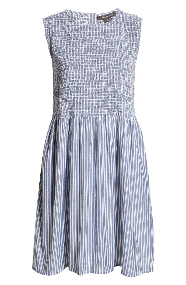 French Connection Rhodes Stripe Smocked Bodice Cotton Poplin Dress, Alternate, color, 