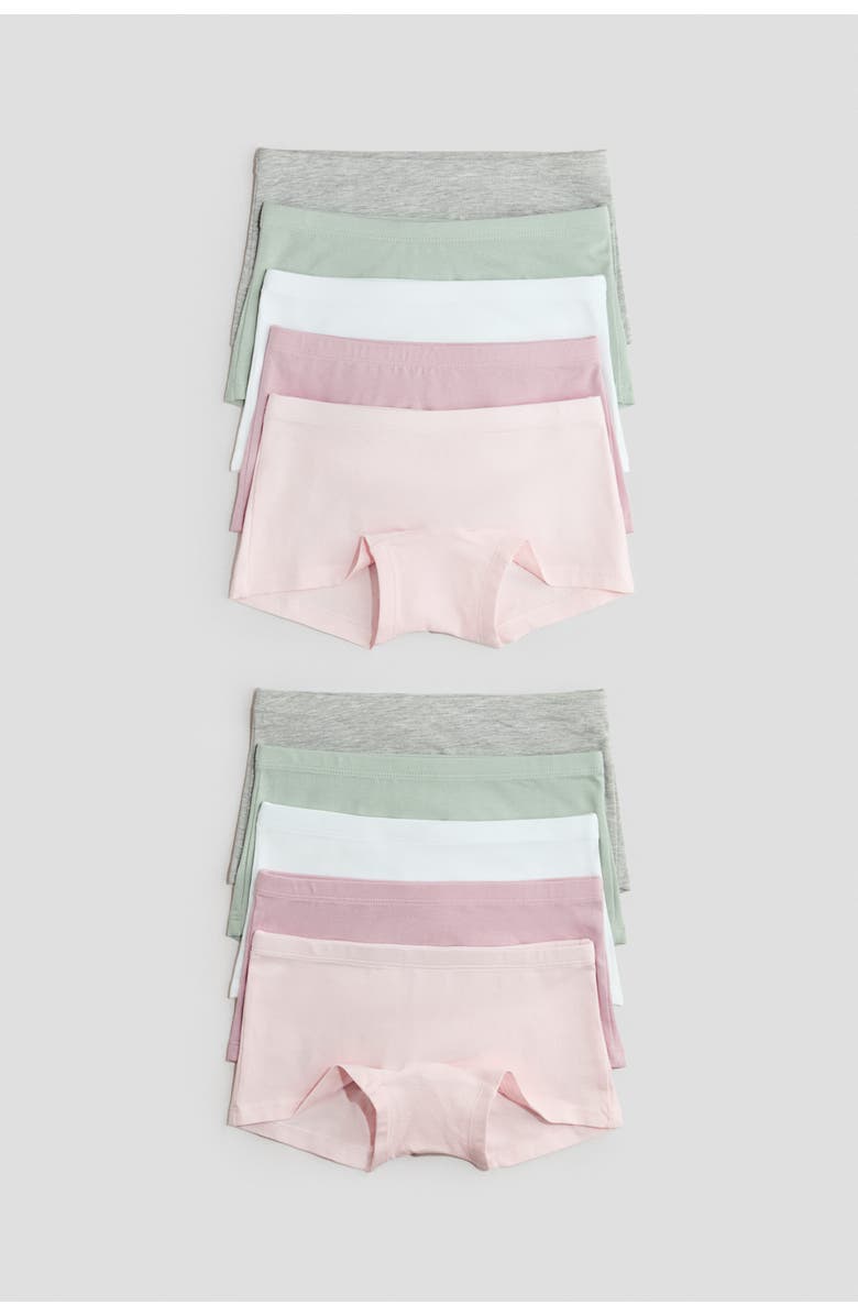 H&M 10-pack Cotton Boxer Briefs, Main, color, Light Green/White/Light Pink