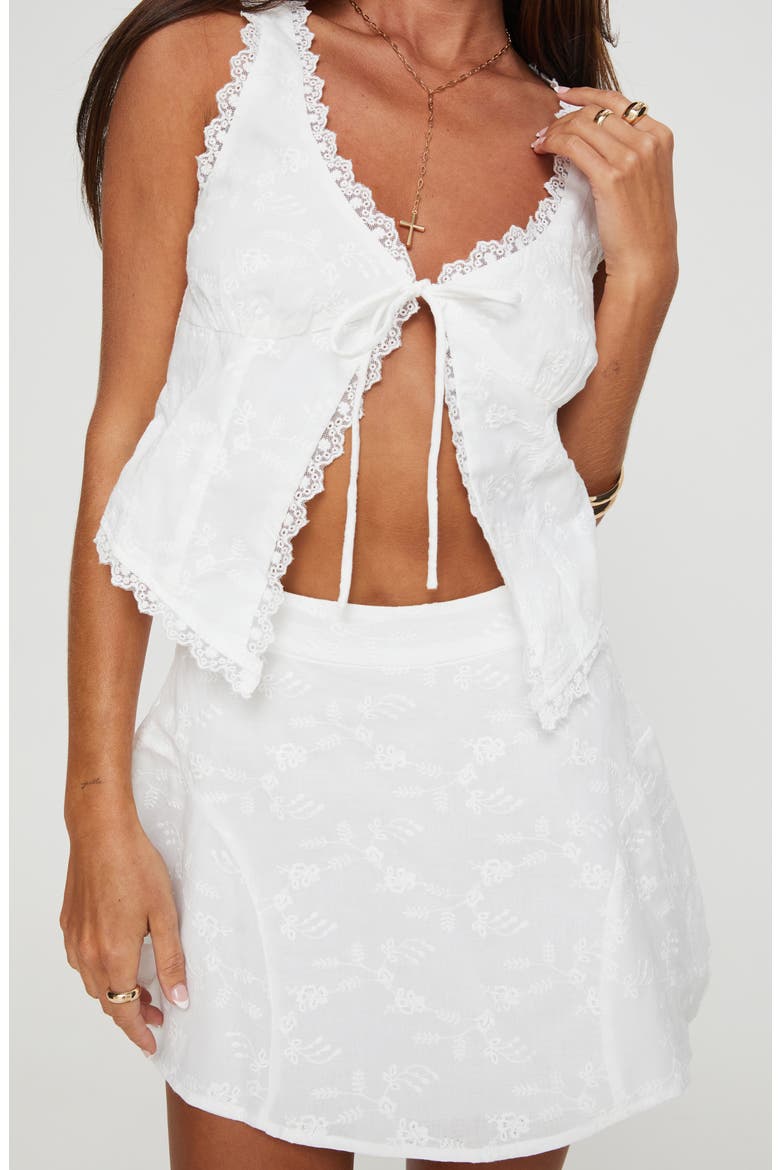 Dorothea Broderie Anglaise Tank & Miniskirt Set, Alternate, color, WHITE