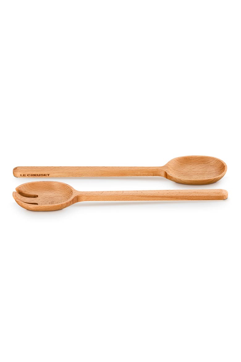 2-Piece Signature Wood Salad Set, Alternate, color, BROWN