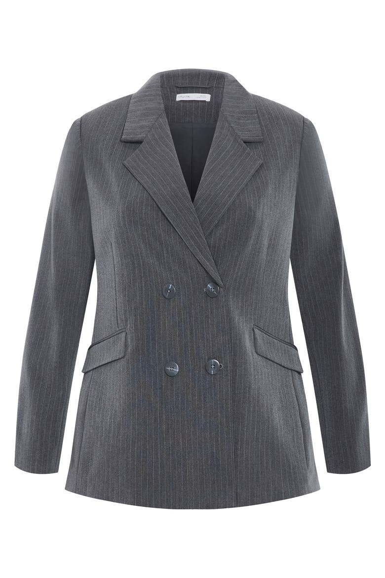 Cora Double Breasted Blazer, Alternate, color, GREY BLUE STR