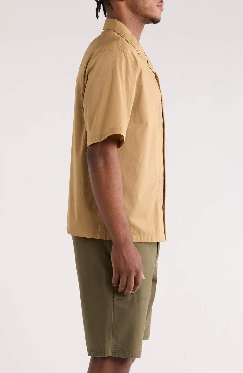 PacSun Ritz Pointelle Cotton Poplin Camp Shirt, Alternate, color, Brown