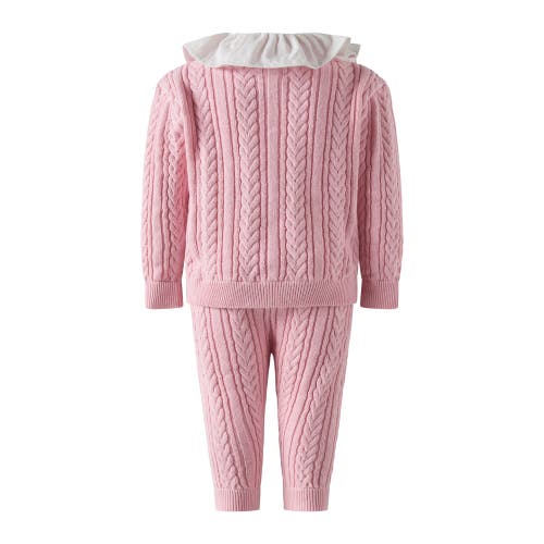 Rachel Riley Cable Knit Set In Pink