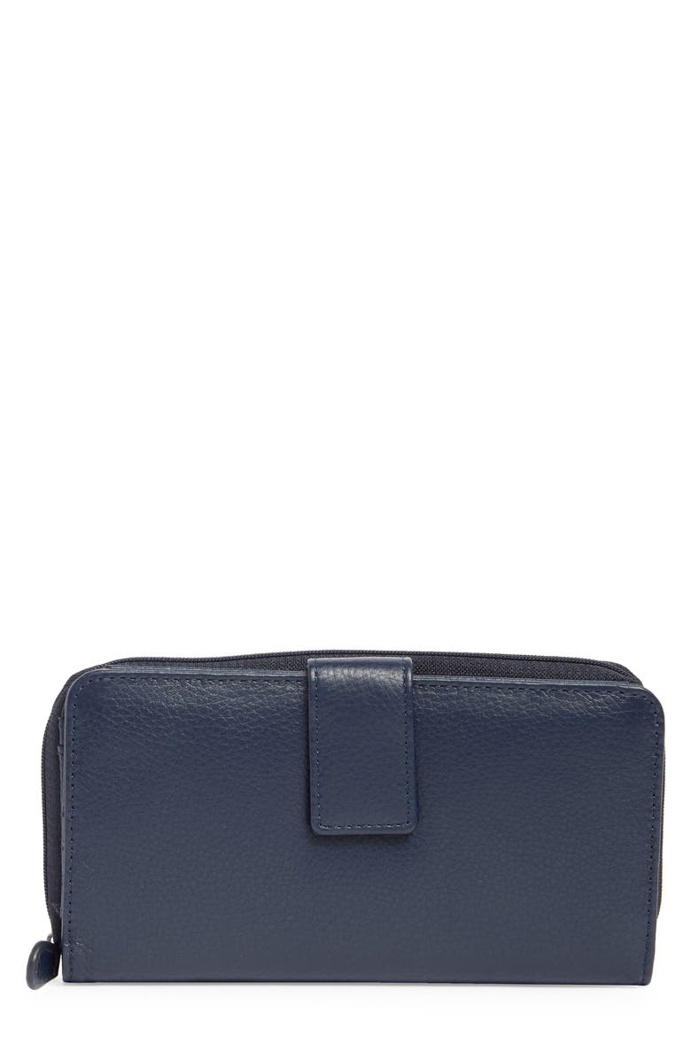 All-in-One Leather Continental Wallet, Main, color, NAVY
