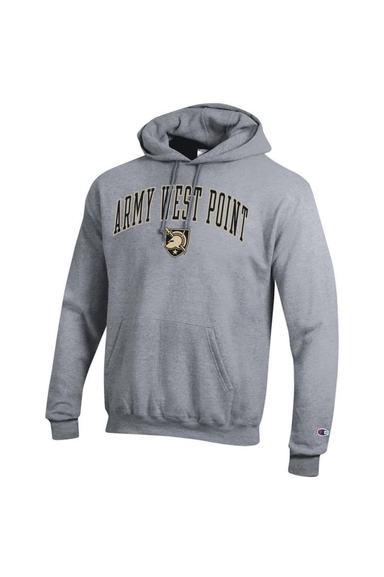 Men's Champion  Heather Gray Army Black Knights Basic Arch Fleece Pullover Hoodie, Alternate, color, Heather Gray