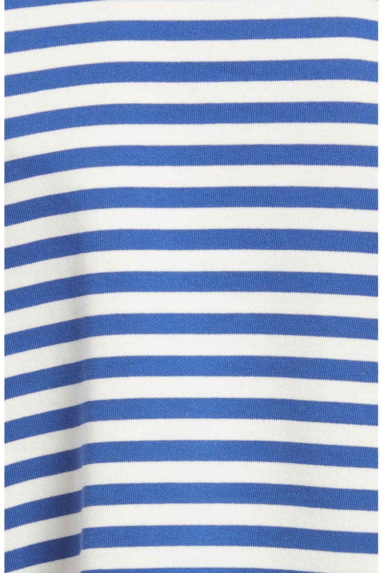 Talia Stripe Crop Puff Sleeve Cotton Sweatshirt, Alternate, color, FRENCH BLUE/ ECRU STRIPE